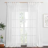 Custom Semi Sheer Curtain Semi-Linen Sheer Textured Sheer Curtain for Bedroom by  ( 1 Panel )