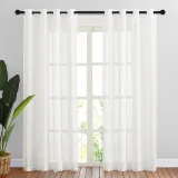 Custom Semi Sheer Curtain Semi-Linen Sheer Textured Sheer Curtain for Bedroom by  ( 1 Panel )