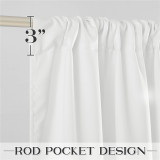 Custom Farmhouse White Curtain Long with Ruffle Trim Soft Silky Opaque Panel for Bathroom Shower Curtain by RYBHOME ( 1 Panel )