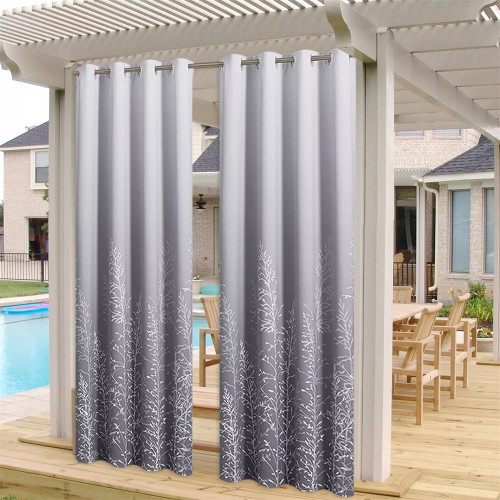 Custom Patio Outdoor Curtains Gradient Waterproof Blackout Curtains by RYBHOME ( 1 Panel )