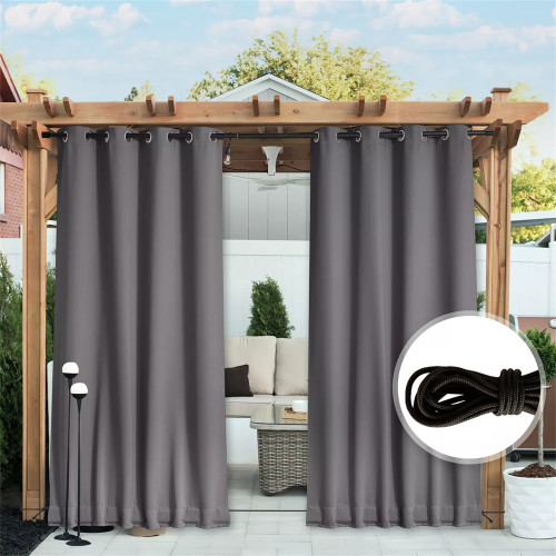 Custom Outdoor Curtain Fixed Dual Purpose Waterproof Windproof Block UV  Blackout Drape for Patio / Foyer / Arbor