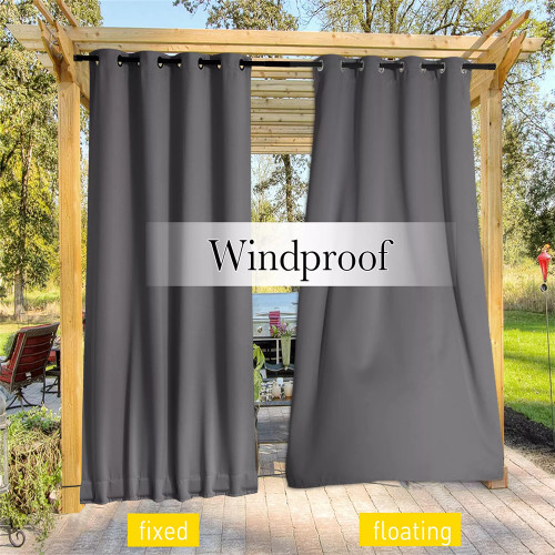 Custom Outdoor Curtain Fixed Dual Purpose Waterproof Windproof Block UV  Blackout Drape for Patio / Foyer / Arbor