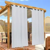 Custom Outdoor Curtain Fixed Dual Purpose Waterproof Windproof Block UV Blackout Drape for Patio / Foyer / Arbor by RYBHOME ( 1 Panel )
