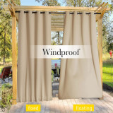 Custom Outdoor Curtain Fixed Dual Purpose Waterproof Windproof Block UV Blackout Drape for Patio / Foyer / Arbor by RYBHOME ( 1 Panel )