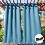 Custom Outdoor Curtain Fixed Dual Purpose Waterproof Windproof Block UV Blackout Drape for Patio / Foyer / Arbor by RYBHOME ( 1 Panel )