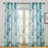 Custom Leaves Sheer Linen Curtain for Window Semi Sheer Vertical Drape Privacy with Light Filter by RYBHOME ( 1 Panel )