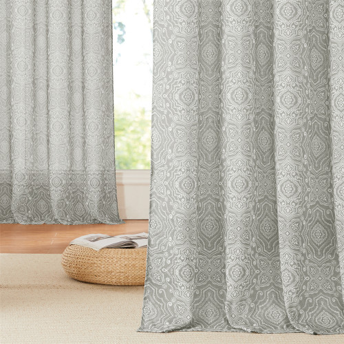Custom Vintage Leaves Sheer Linen Curtain for Window Semi Sheer Vertical Drape Privacy with Light Filter by RYBHOME ( 1 Panel )