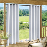 RYBHOME Waterproof Weighted Outdoor Patio Curtain 1 Panels+2 Weighted Bags