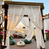 Retro Waterproof Curtains for Outdoor Pavilions, Faux Linen Curtain Rod Pockets, Outdoor Curtains by RYBHOME ( 1 Panel )