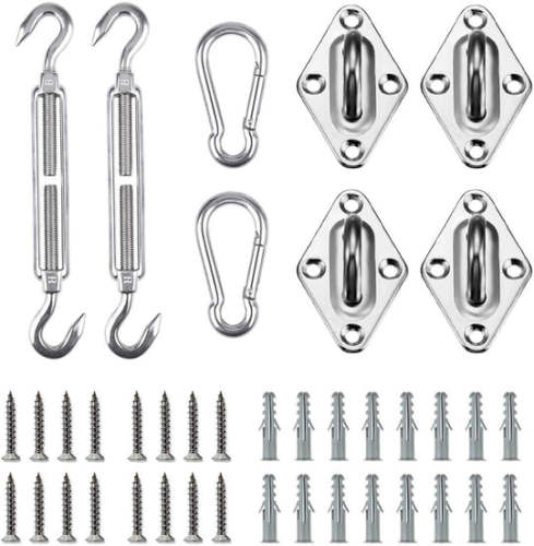 RYB HOME Sun Shade Sail Hardware Kit for Rectangle Square Shade Sail Outdoor Installation 304 Stainless Steel