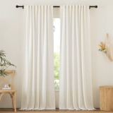 RYB HOME Custom Linen Blend Living Room Curtains, Rod Pocket & Back Tab & Hook Up Flax Linen Burlap Semi Sheer Drapes Privacy with Light Through Window Treatments for Bedroom