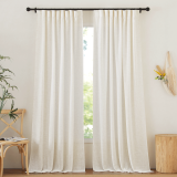 RYB HOME Custom Linen Blend Living Room Curtains, Rod Pocket & Back Tab & Hook Up Flax Linen Burlap Semi Sheer Drapes Privacy with Light Through Window Treatments for Bedroom