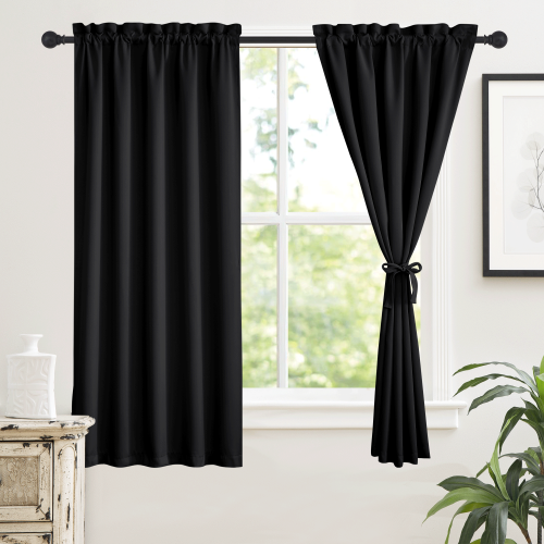 RYB HOME Custom 100% Blackout Thermal Insulated Curtain with Ropes (1 Panel)