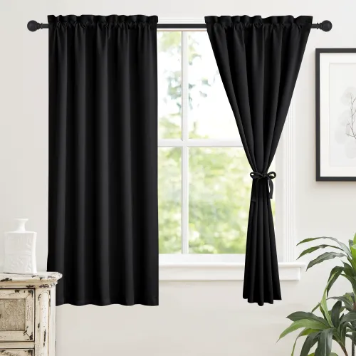 Custom 100% Blackout Thermal Insulated Curtain with Ropes (1 Panel)