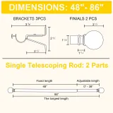 Adjustable Curtain Rods for Windows, 1 1/8 Diameter Adjustable Modern Ball Final Design Decorative Drapery Rod