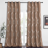 RYB HOME Custom 1 Panel Blackout Curtains for Living Room, Privacy Protection Window Treatment Panels with Silver Foil Curve for Home Decoration