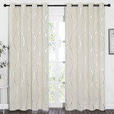 RYB HOME Custom 1 Panel Blackout Curtains for Living Room, Privacy Protection Window Treatment Panels with Silver Foil Curve for Home Decoration