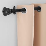 RYB HOME 1 PC Single Drapery Adjustable Curtain Rod Set with Vintage Black Copper Finials/Caps, 1 1/8 inch Diameter Adjustable Length for Patio French Door