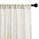 RYB HOME Custom Linen Curtain for Bedroom, Rod Pocket & Back Tab & Hook Up Hazy Semi Sheer Curtains for Farmhouse Decoration