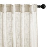 RYB HOME Custom Linen Curtain for Bedroom, Rod Pocket & Back Tab & Hook Up Hazy Semi Sheer Curtains for Farmhouse Decoration