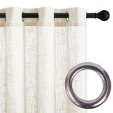 RYB HOME Custom Linen Blend Living Room Curtains, Rod Pocket & Back Tab & Hook Up Flax Linen Burlap Semi Sheer Drapes Privacy with Light Through Window Treatments for Bedroom