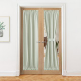 RYB HOME 1 Panel Flax Linen Textured Full Blackout Door Curtain with Tiebacks for French Door