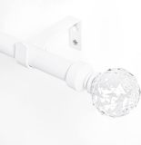 RYB HOME 1 PC Single Drapery Adjustable Curtain Rod Set with Crystal Ball, 1 inch Diameter Adjustable Length for Patio French Door