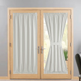 RYB HOME 1 Panel Flax Linen Textured Full Blackout Door Curtain with Tiebacks for French Door