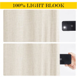 RYB HOME 1 Panel Flax Linen Textured Full Blackout Door Curtain with Tiebacks for French Door