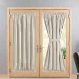 RYB HOME 1 Panel Flax Linen Textured Full Blackout Door Curtain with Tiebacks for French Door
