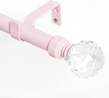 RYB HOME 1 PC Single Drapery Adjustable Curtain Rod Set with Crystal Ball, 1 inch Diameter Adjustable Length for Patio French Door