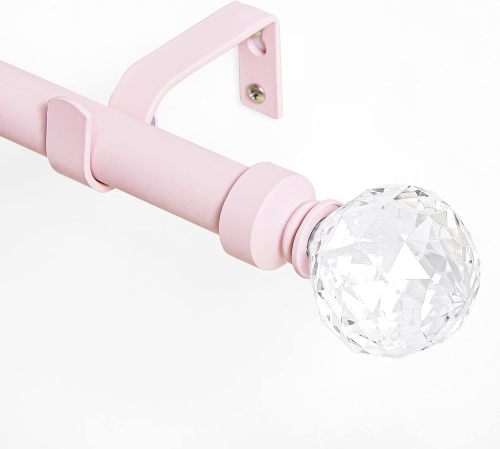 RYB HOME Adjustable Curtain Rod Set with Faceted Ball