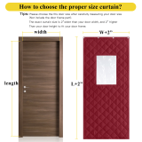 RYB HOME Custom 1 Panel Thermal Door Curtain for Porch, Windproof Waterproof Soundproof Door Cover with Transparent PVC for French Front Door, Thick Cold Protection Garage Door Christmas Decorations