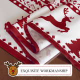 RYB HOME 1 Panel Christmas Day Red Tablecloth Elk Celebration Tablecloths Waterproof Wear-resistant