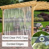 RYB HOME Waterproof Clear Vinyl Tarps With Grommets Outdoor Clear Curtains Awning for Patios, Porch, Gazebos