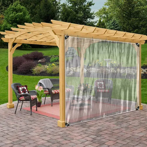 Waterproof Clear Vinyl Tarps With Grommets Outdoor Clear Curtains Awning for Patios, Porch, Gazebos