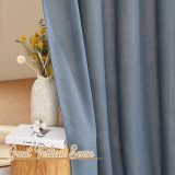 RYB HOME Linen Curtains for Bedroom, Top Flax Linen Blend Semi Sheer Eclectic Drapes Privacy with Light Filtering for Living Room, 1 Panel