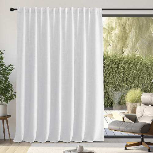 RYB HOME Room Divider Darkening Faux Linen Curtains for Livingroom, Bedroom Heavy Linen Burlap Light Blocking Noise Dampening Curtains for Kitchen, 1 Panel