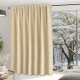 RYB HOME Room Divider Darkening Faux Linen Curtains for Livingroom, Bedroom Heavy Linen Burlap Light Blocking Noise Dampening Curtains for Kitchen, 1 Panel