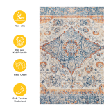 RYB HOME 1 Panel Super Soft Doorway Rug Vintage Medallion Rug Noise Reduce for Under Kitchen Table Dining Bedroom Living Room Home Office Entryway