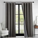 RYB HOME 1 Panel 100% Blackout Linen Textured Curtains for Bedroom, Insulating Energy Saving Window Curtains for Living Room Dining Patio Sliding Glass Door