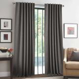 RYB HOME 1 Panel 100% Blackout Linen Textured Curtains for Bedroom, Insulating Energy Saving Window Curtains for Living Room Dining Patio Sliding Glass Door