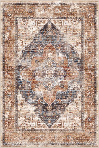 RYB HOME 1 Panel Super Soft Doorway Rug Vintage Medallion Rug Noise Reduce for Kitchen Table Dining Bedroom Living Room Home Office Entryway
