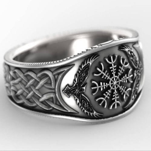 vikings compass style silver-plate rings - Valentine's Day Gift