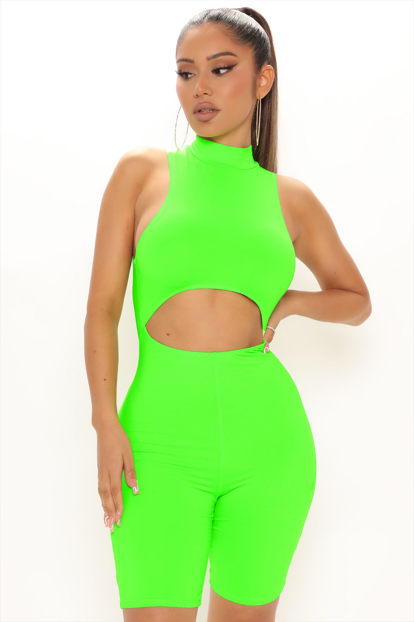 neon biker romper