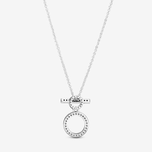 Double Hoop T Bar Necklace