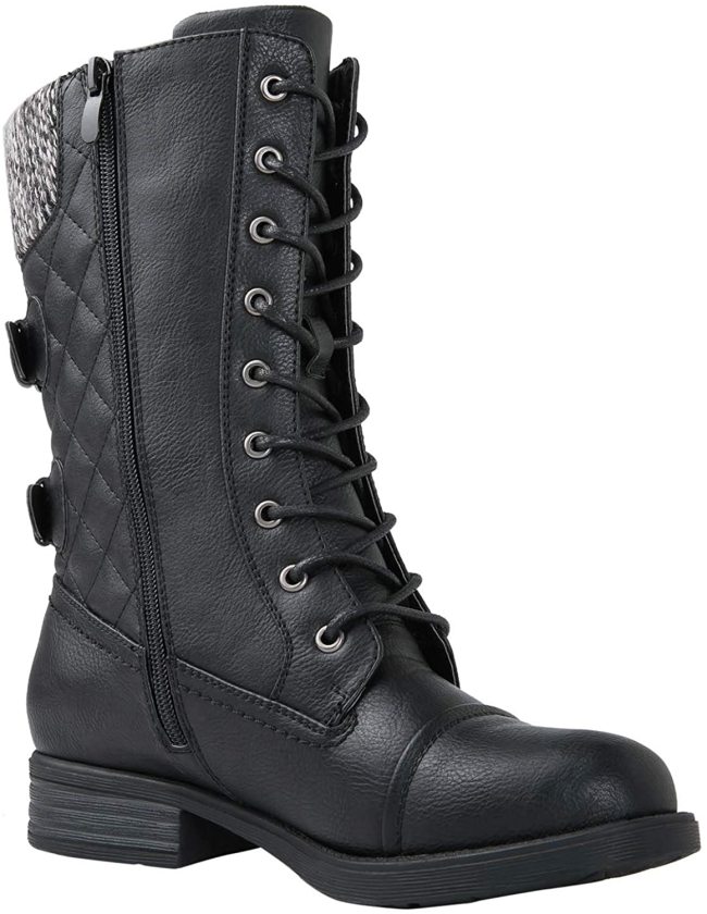 GLOBALWIN Womens 1842 Mid Calf Lace Up Combat Boots
