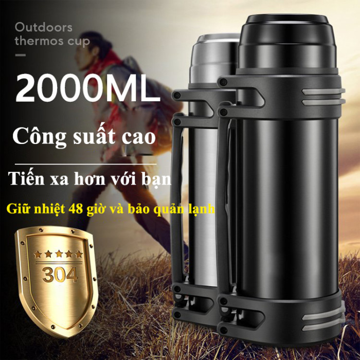 Nồi du lịch chân không【Dung lượng lớn 2000ML,Giữ ấm và lạnh hơn 48 giờ】