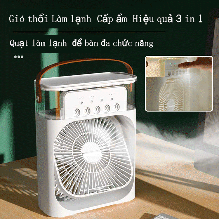 VND 420.000 - Quạt làm lạnh để bàn đa chức năng 7 sắc màu đèn có thể ...