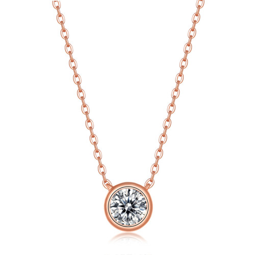 Perception Moissanite Necklace in18k Rose Gold Plating